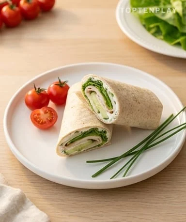 Fresh Cheese, Cucumber and Turkey Wrap