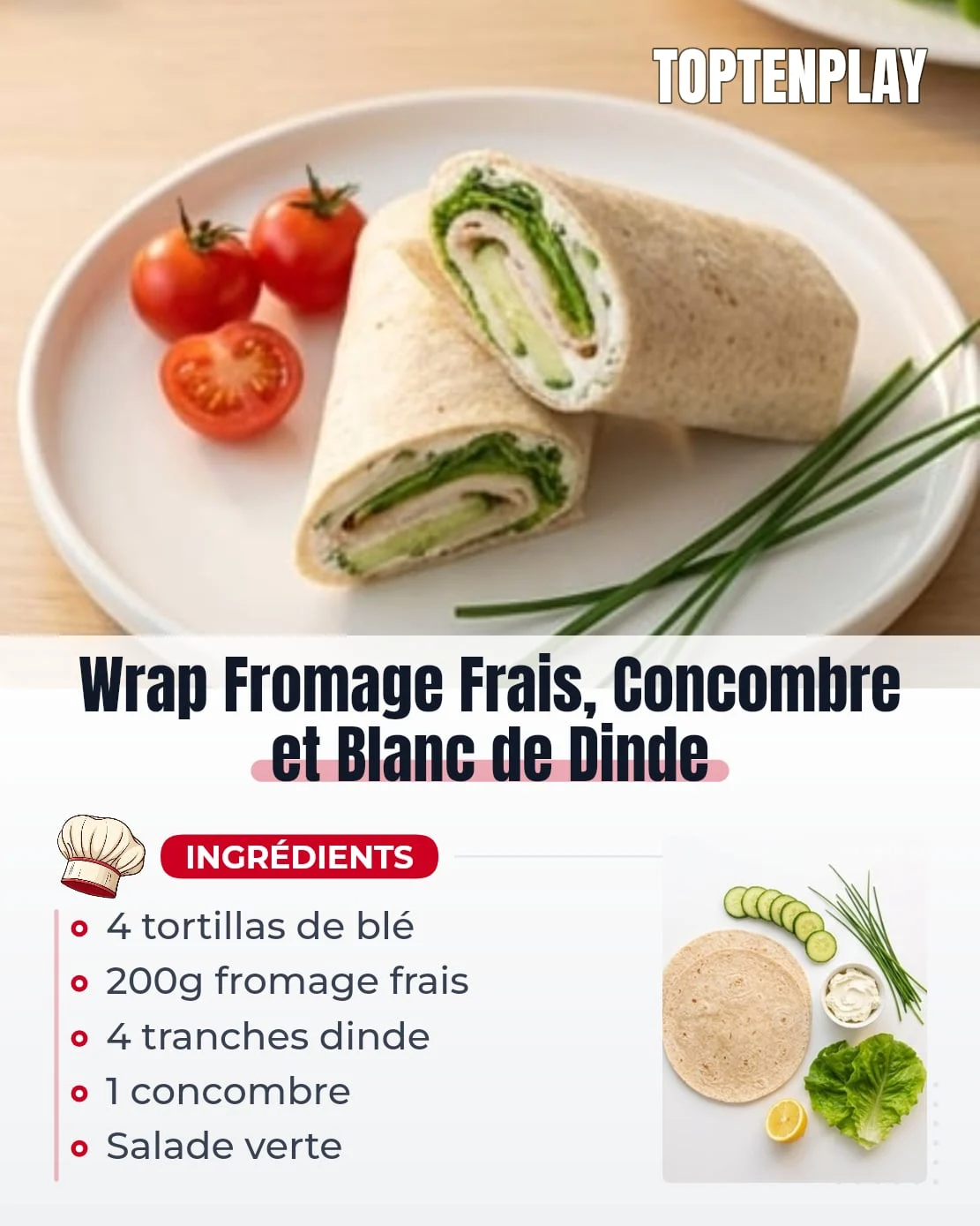 Wrap Fromage Frais, Concombre et Blanc de Dinde