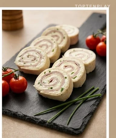 Wraps Aperitivi al Prosciutto di Tacchino, Formaggio Fresco e Erba Cipollina
