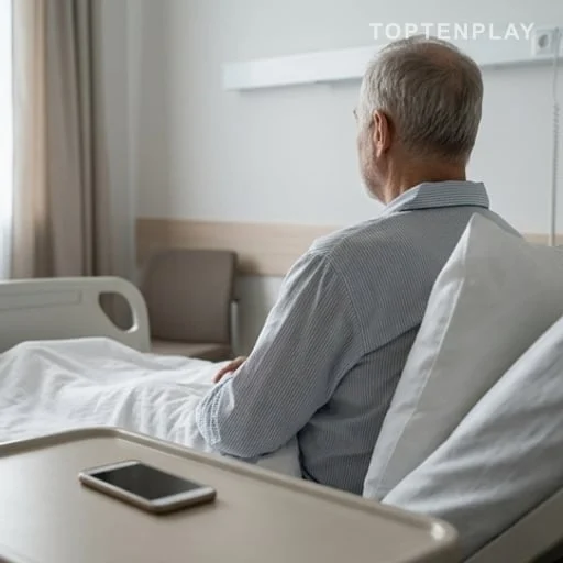 Lit d’hôpital et téléphone pendant une hospitalisation