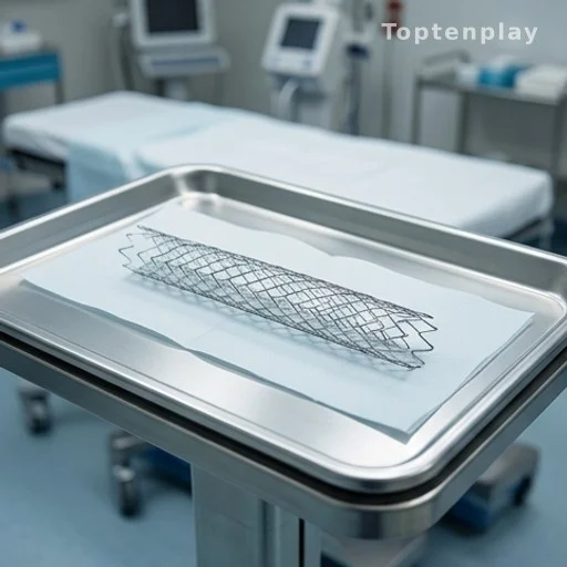 Stent cardiovasculaire sur plateau chirurgical, intervention médicale