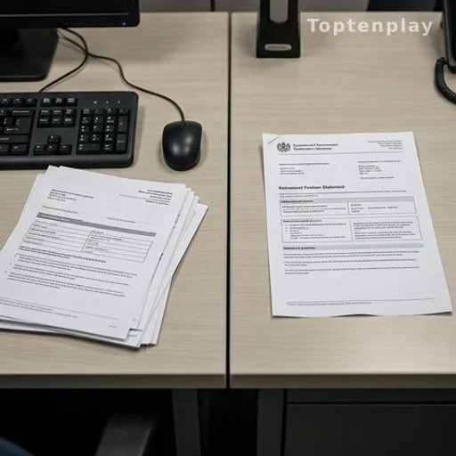 Documents de travail et relevé de pension côte à côte sur un bureau