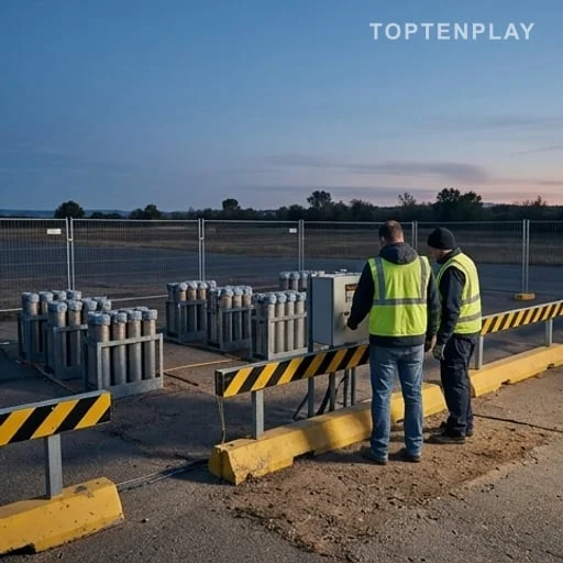 Zone de tir sécurisée avant feu d’artifice