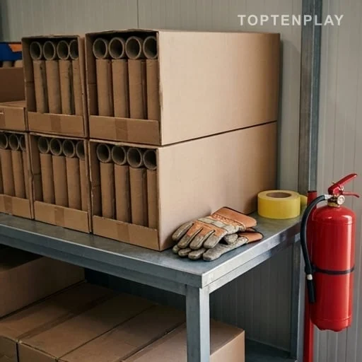 Matériel pyrotechnique sécurisé avec extincteur de sécurité incendie