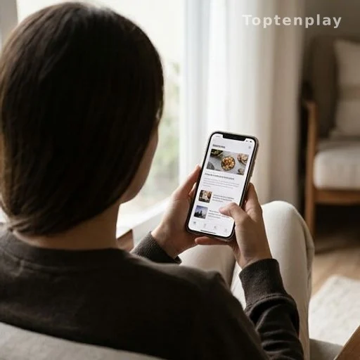 Utilisateur consultant des contenus bien-être sur les réseaux sociaux