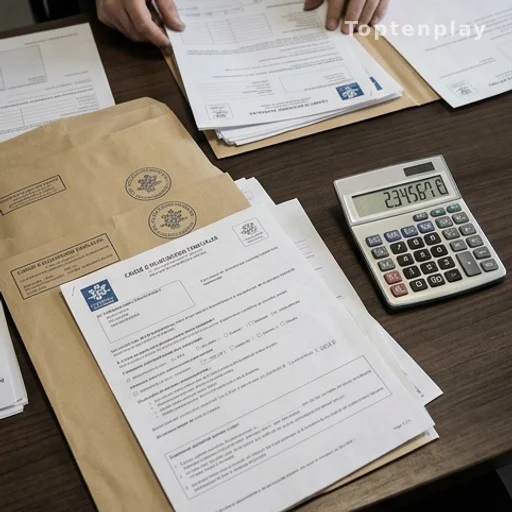 Documents d'allocations sociales et calculatrice illustrant une fraude aux prestations