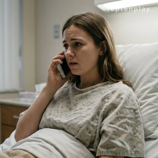 Jeune femme alitée à l'hôpital avant son accouchement