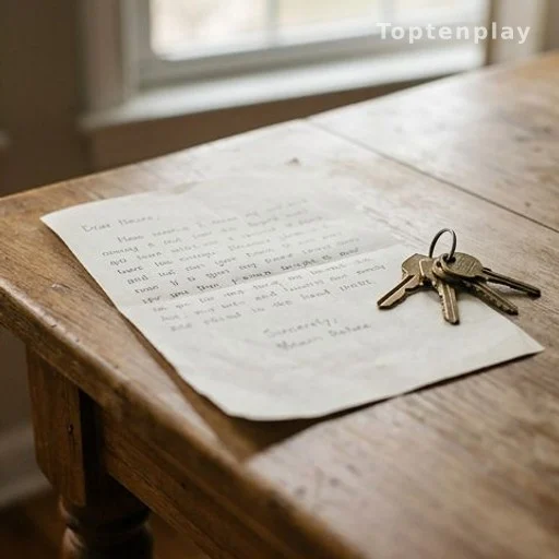 Note manuscrite posée sur une table de cuisine, réclamation inattendue