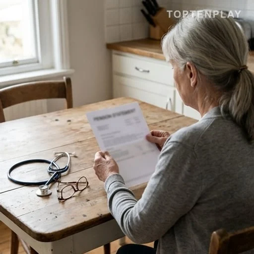 Ancienne infirmière consultant sa notification de pension de retraite