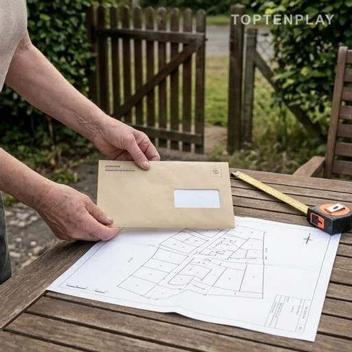 Courrier recommandé et plan utilisés pour accéder au terrain voisin