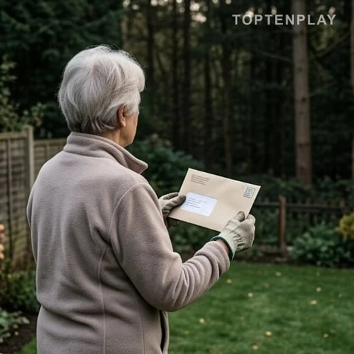 Retraitée observant la forêt depuis son jardin