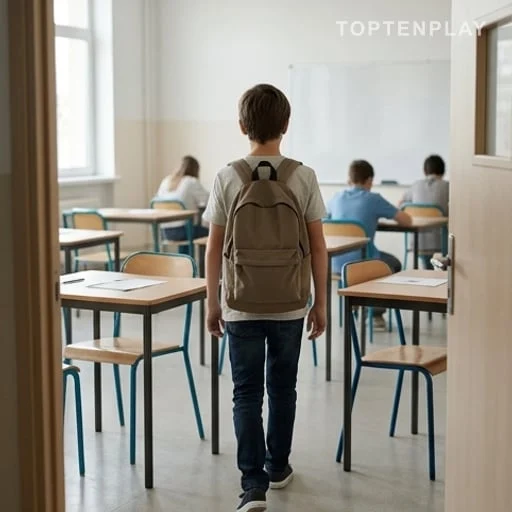 Candidate enfant de dos dans une salle d’examen