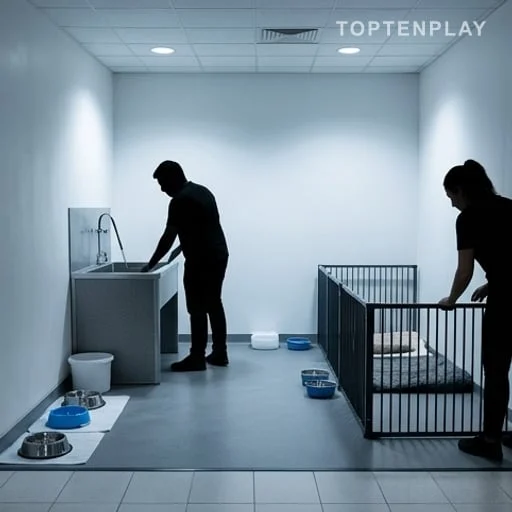 Espace de rafraîchissement prévu pour grands chiens