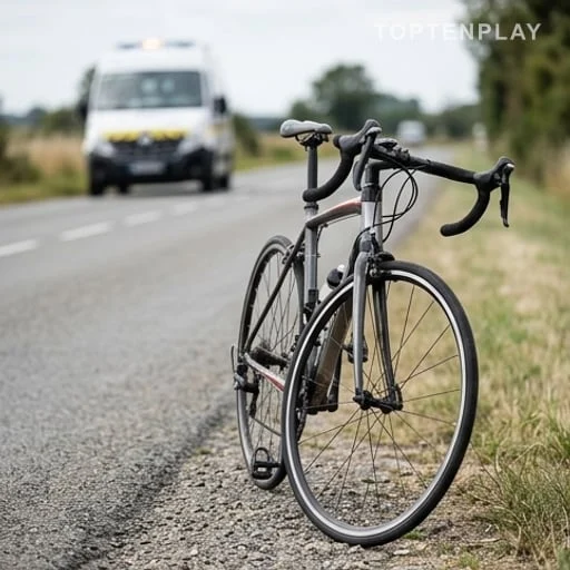 Vélo sur accotement après malaise sur route