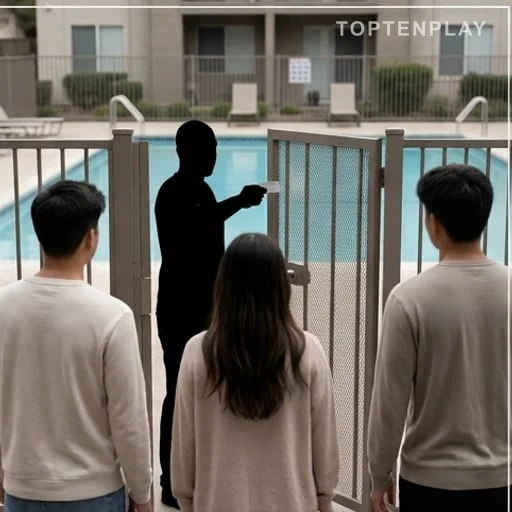 Locataire ouvrant l’accès sécurisé à une piscine résidentielle