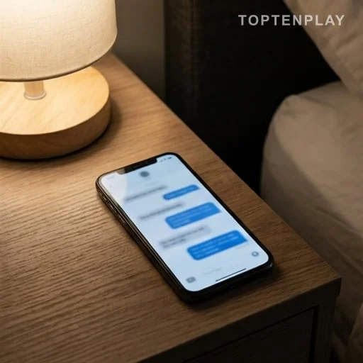 Téléphone affichant des messages privés tard dans la soirée