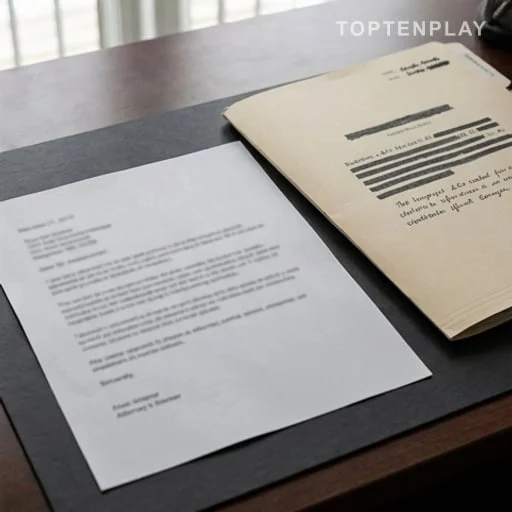 Lettre manuscrite posée sur le dossier d’un avocat pénaliste