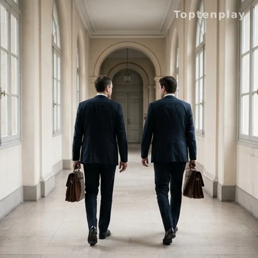 Avocats de la défense dans un couloir de palais de justice avant une audience