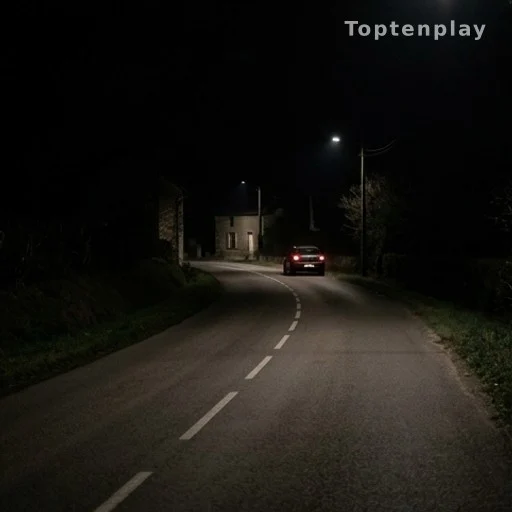 Route de campagne nocturne dans le Tarn, scène liée à la disparition de Delphine Jubillar