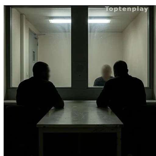 Parloir de prison avec deux silhouettes séparées par une vitre
