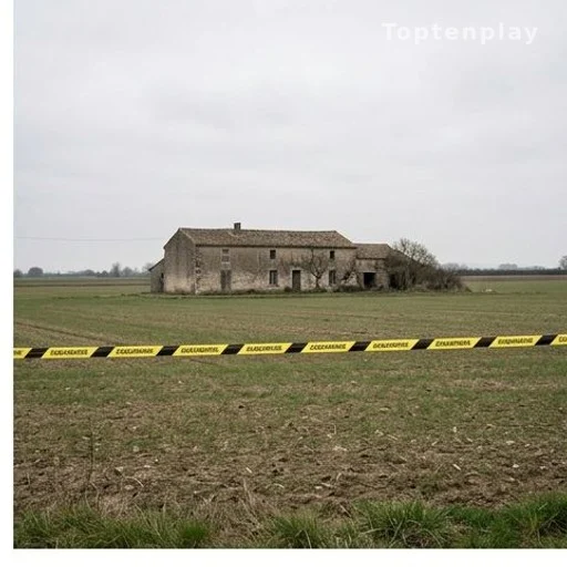 Champ agricole dans le Tarn avec ruban de gendarmerie lors de fouilles judiciaires