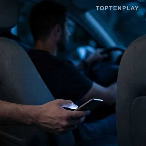 Main composant discrètement le 17 dans une voiture