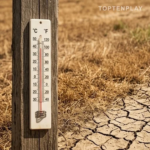 Thermomètre près de sols desséchés par la chaleur