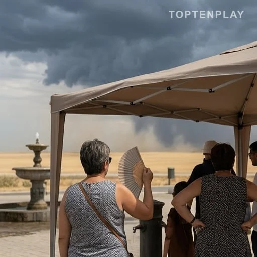 Passants à l’ombre avant des orages estivaux