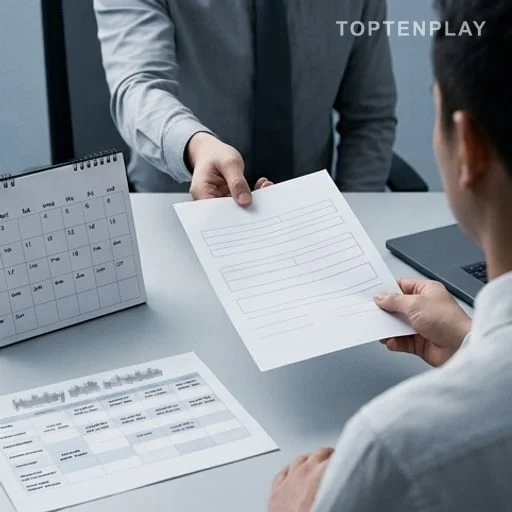Salariée remettant un formulaire de congés au bureau