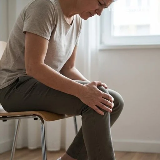 Personne tenant son genou douloureux, symptôme d'arthrose articulaire