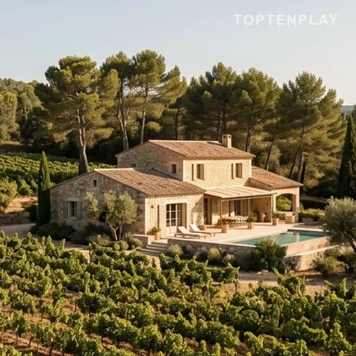 Villa provençale entourée de pins avec piscine