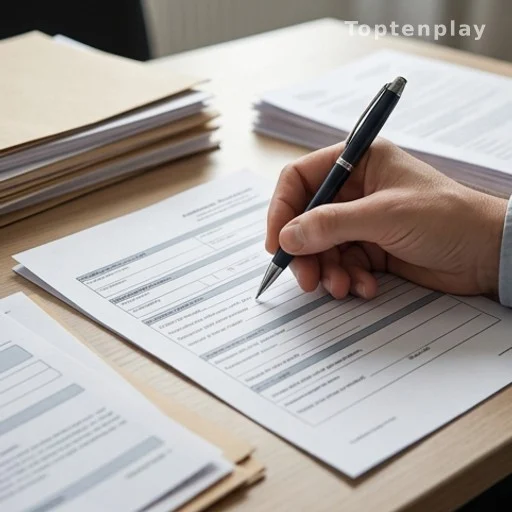 Main remplissant un formulaire Cerfa de demande d'allocation pour retraité