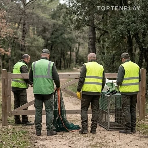 Agents préparant une battue administrative près du bois