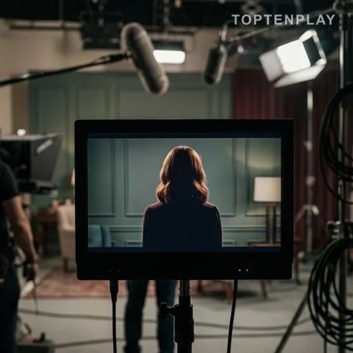 Silhouette d’actrice sur un plateau de télévision