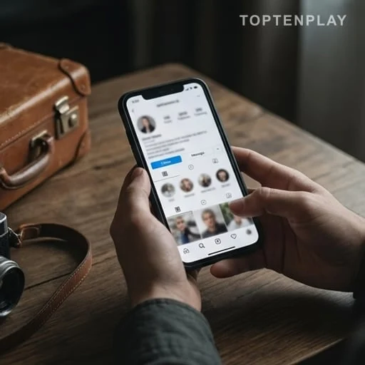 Téléphone montrant un profil de créatrice en ligne