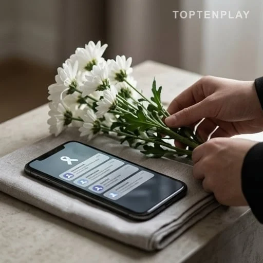 Fleurs et téléphone avec hommages anonymes