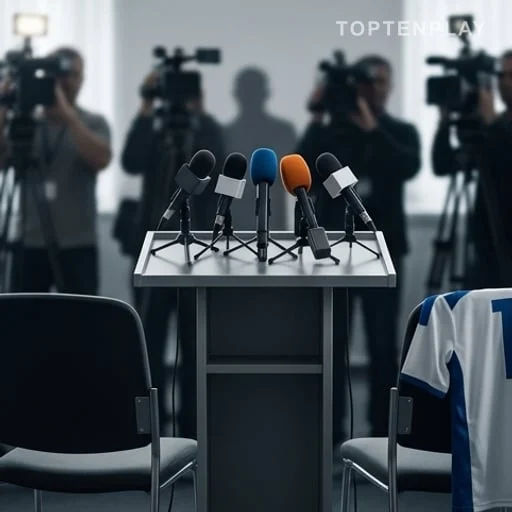 Pupitre politique, micros et maillot de football