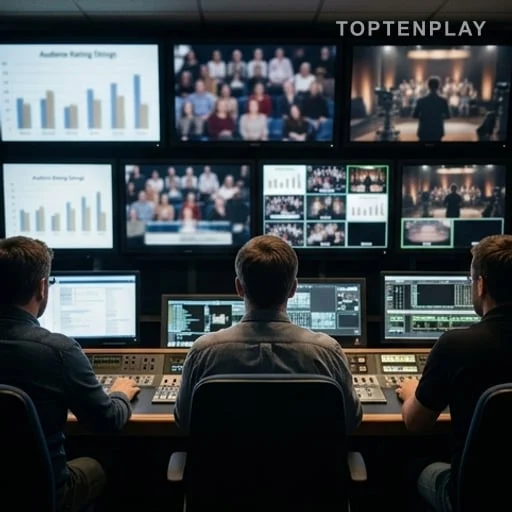 Écrans de contrôle montrant des audiences TV