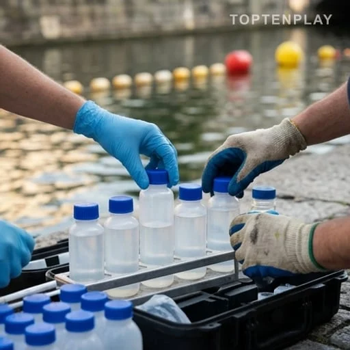 Échantillons d’eau préparés pour un contrôle sanitaire