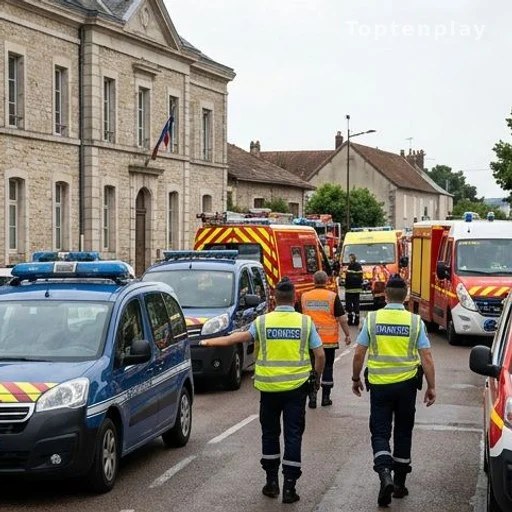 Véhicules de secours mobilisés lors d'un plan d'urgence météorologique estival