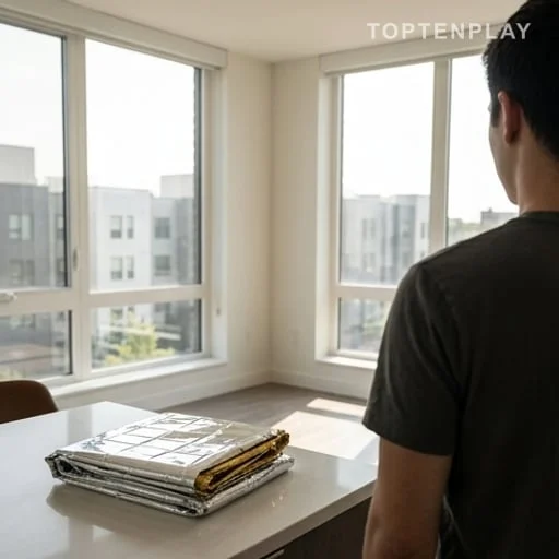 Baie vitrée sans volets dans un logement chaud