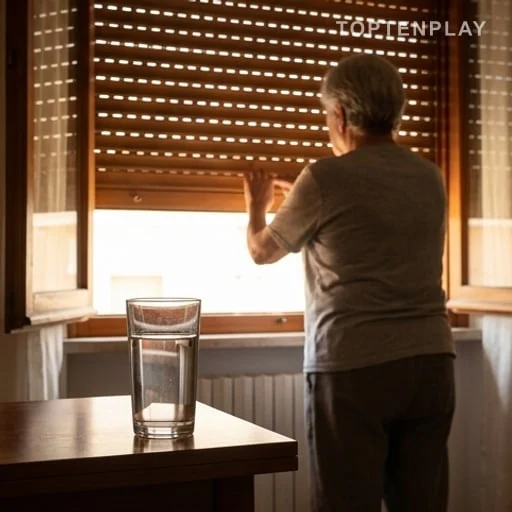 Personne âgée fermant ses volets pendant les fortes chaleurs