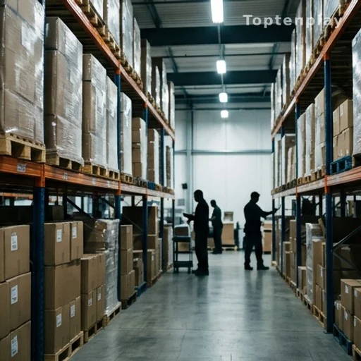 Entrepôt logistique avec colis en attente de livraison, précommandes robot