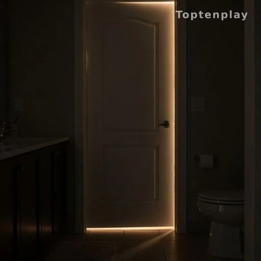 Salle de bain privée la nuit illustrant les recommandations d'hygiène nocturne aux toilettes