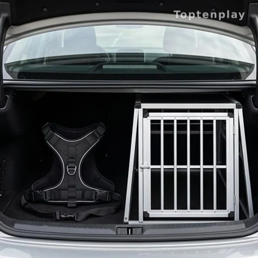 Cage de transport homologuée et harnais de sécurité pour chien en voiture