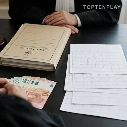 Dossier judiciaire, calendriers et billets en euros sur un bureau