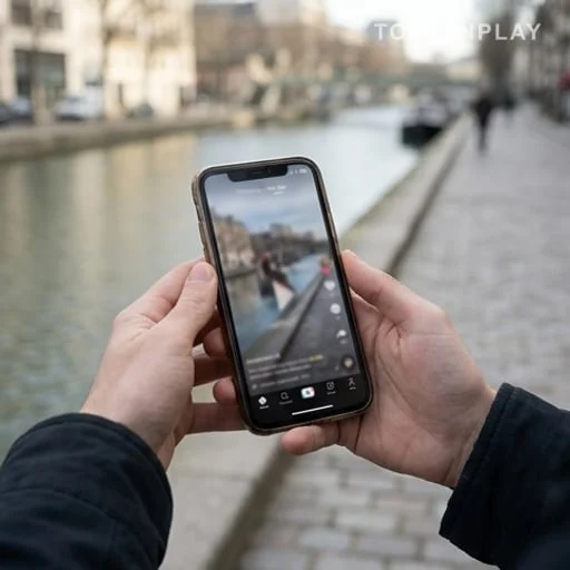 Smartphone montrant une vidéo virale floutée