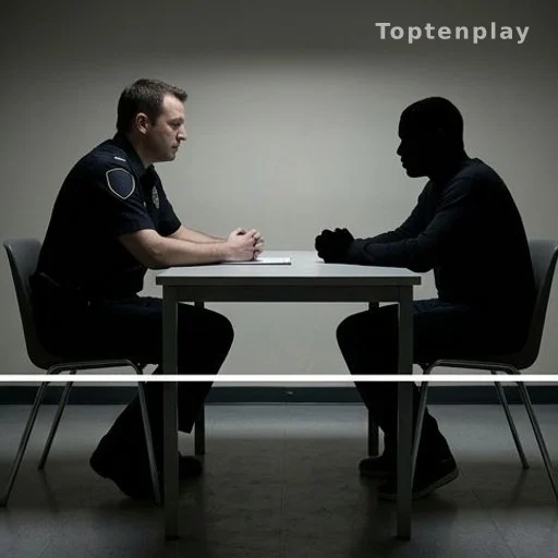 Audition d'un témoin par un officier de police dans une salle d'interrogatoire