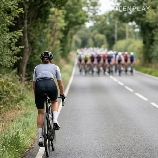 Coureuse cherchant un arrêt sécurisé au bord du parcours