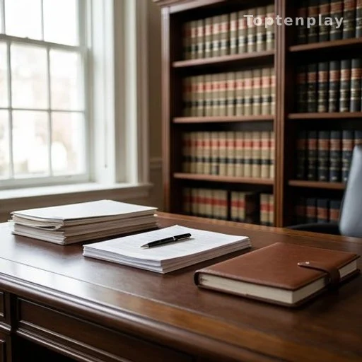 Bureau juridique avec documents d'enquête judiciaire pour maltraitance sur enfant